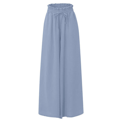 Women's High Waist Wide Leg Pants Elastic Drawstring Casual Loose Flowy Trousers With Pockets